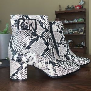 Calvin Klein Snake Skin Booties
